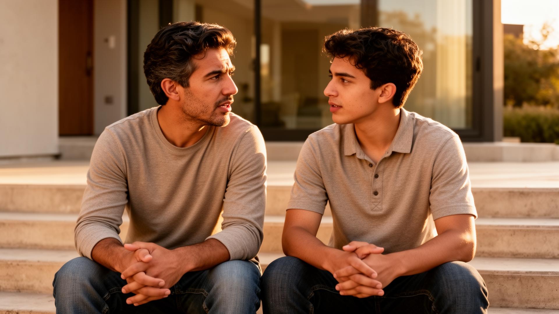 Padre caminando con su hijo joven